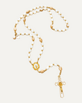 Chapelet Douceur de Marie en nacre, croix et médaille dorées — Théra'Pierres