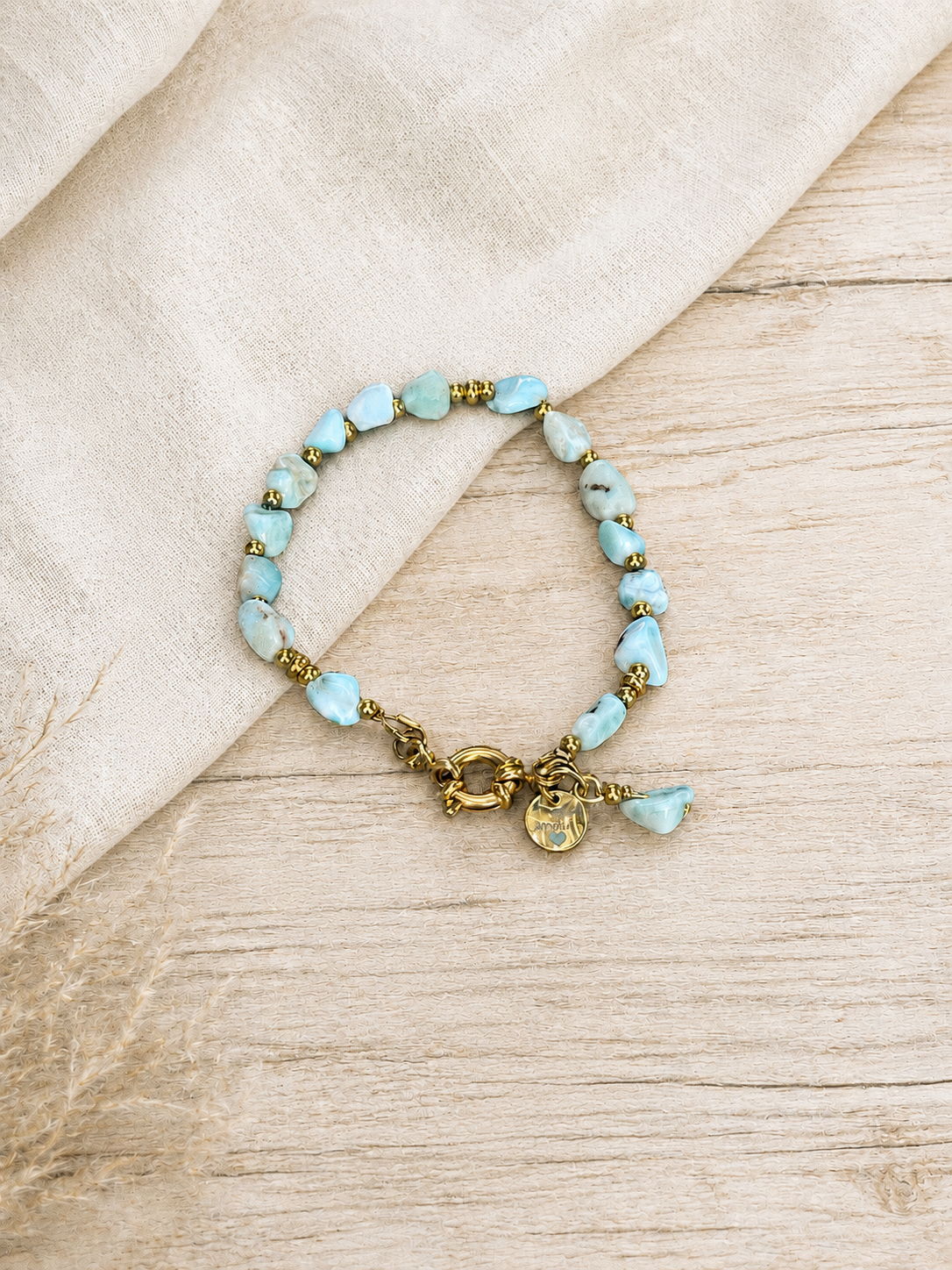 Acqua Bracelet en larimar — Théra'Pierres