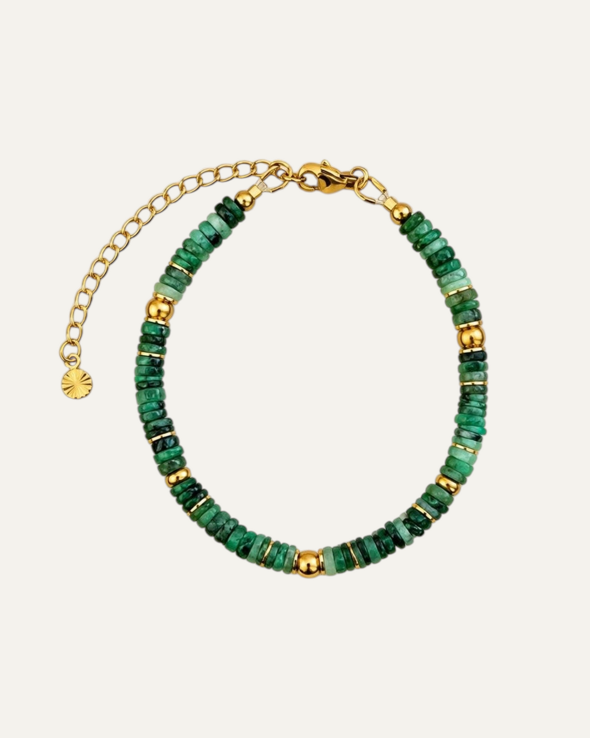 Bracelet Gloria en émeraude, finition dorée — Théra'Pierres