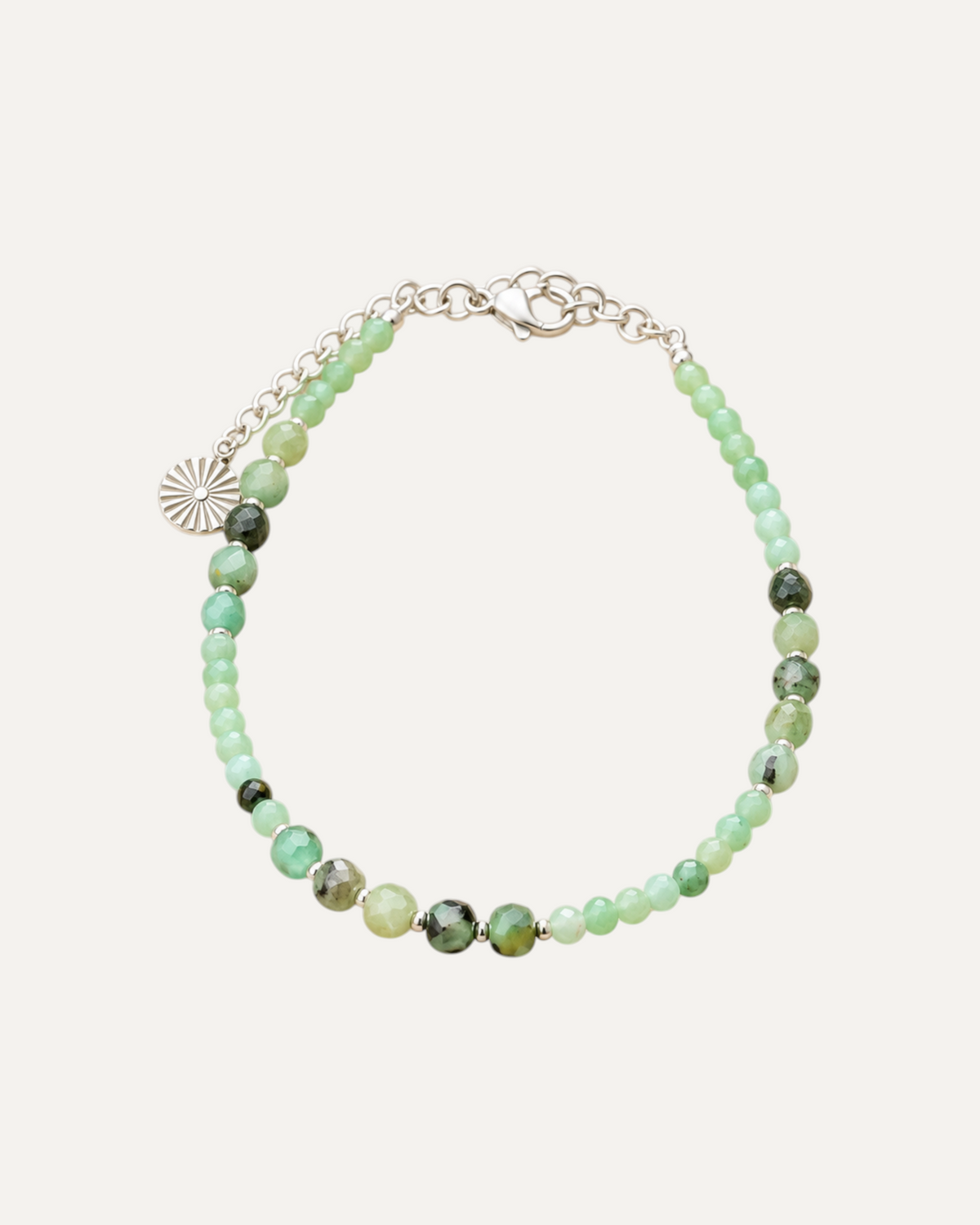 Bracelet Alma en émeraude, finition argentée — Théra'Pierres
