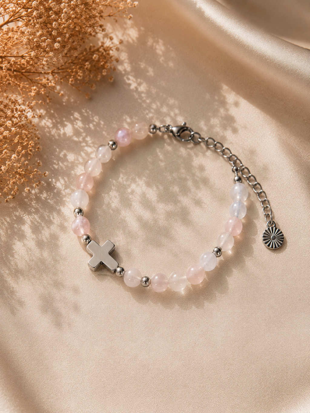 Bracelet Amour, quartz rose — Théra'Pierres, Golfe de Saint-Tropez