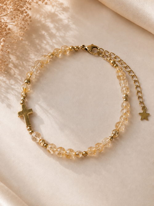 Bracelet à croix en Citrine — Théra'Pierres