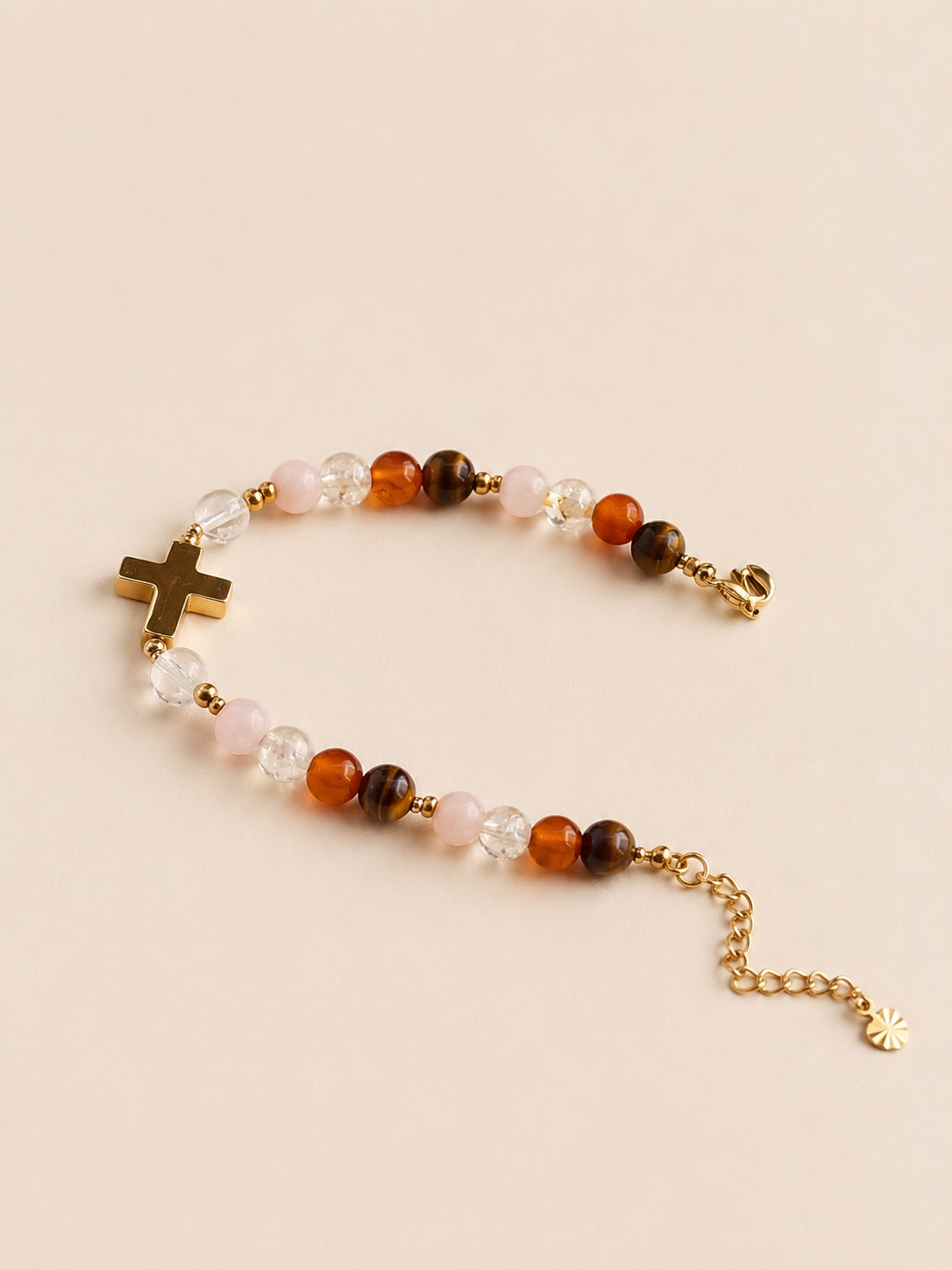 Bracelet Équilibre, cornaline et œil de tigre — Thérapierres, Golfe de Saint-Tropez