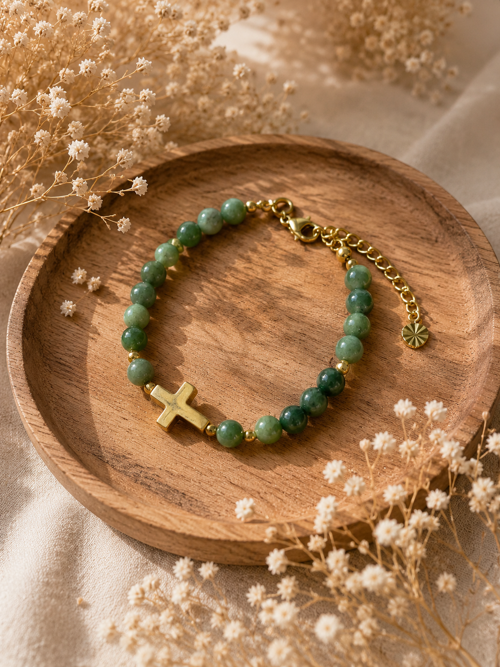 Bracelet Foi, jade — Théra'Pierres, Golfe de Saint-Tropez