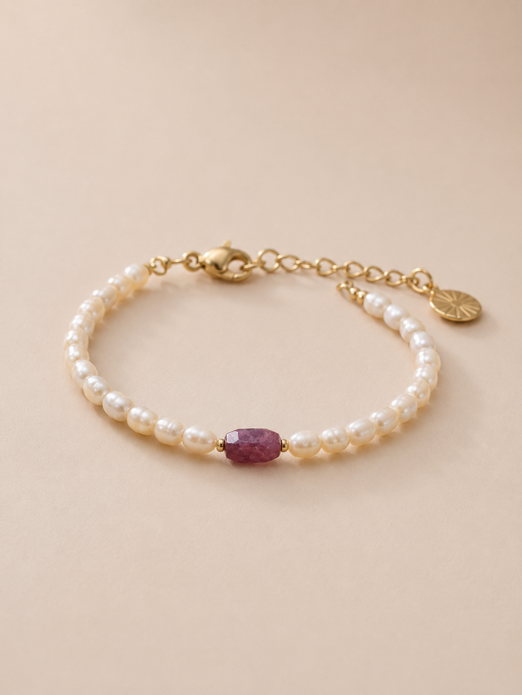 Bracelet Rosée, tourmaline rose — Théra'Pierres, Golfe de Saint-Tropez