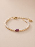 Bracelet Rosée, tourmaline rose — Théra'Pierres, Golfe de Saint-Tropez