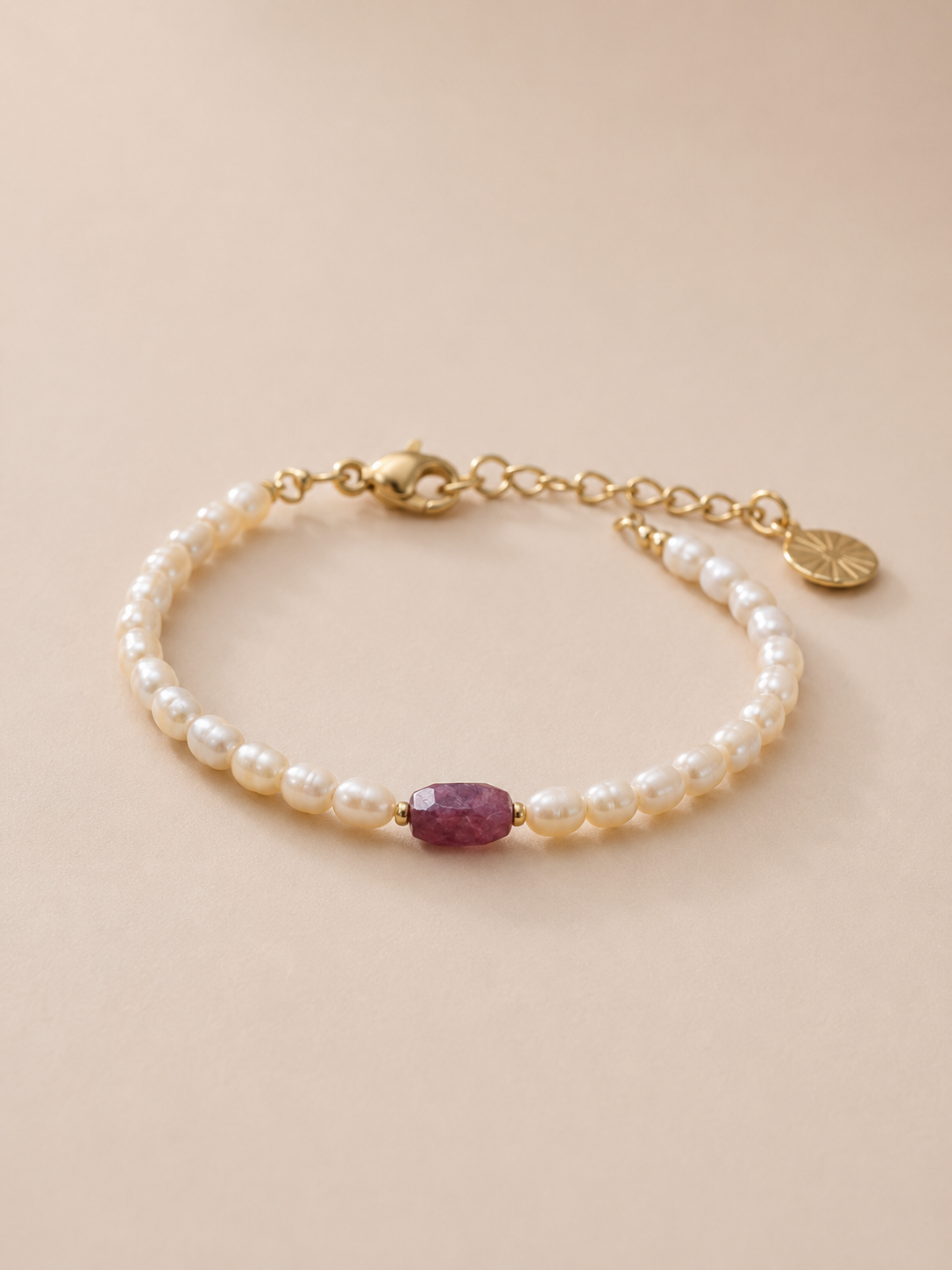 Bracelet Rosée, tourmaline rose — Théra'Pierres, Golfe de Saint-Tropez