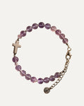Bracelet Origine en améthyste, croix en acier inoxydable — Théra'Pierres