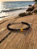Bracelet spinelle et ambre — Théra'Pierres, Golfe de Saint-Tropez