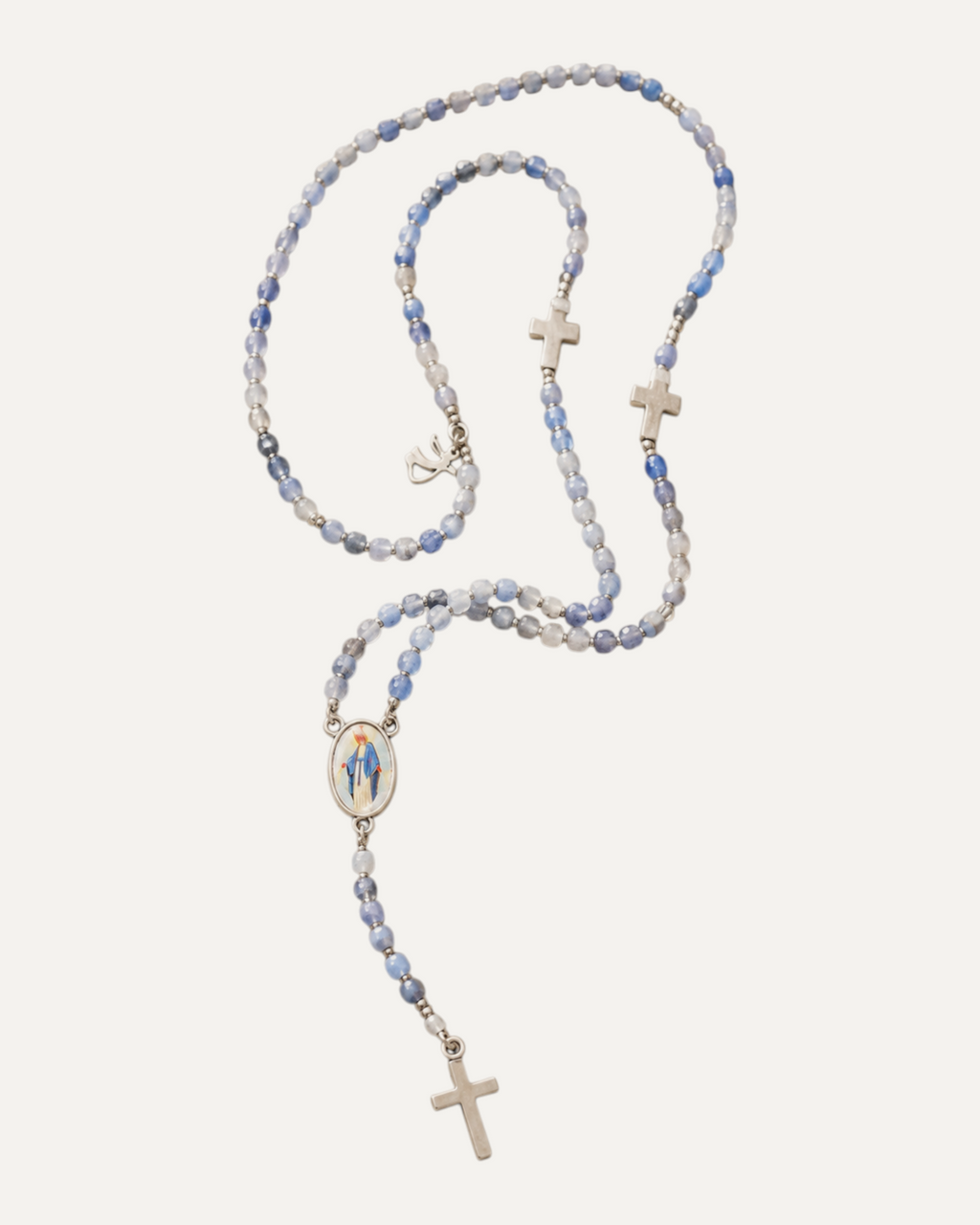 Chapelet Lux en cyanite, médaille de Marie — Théra'Pierres