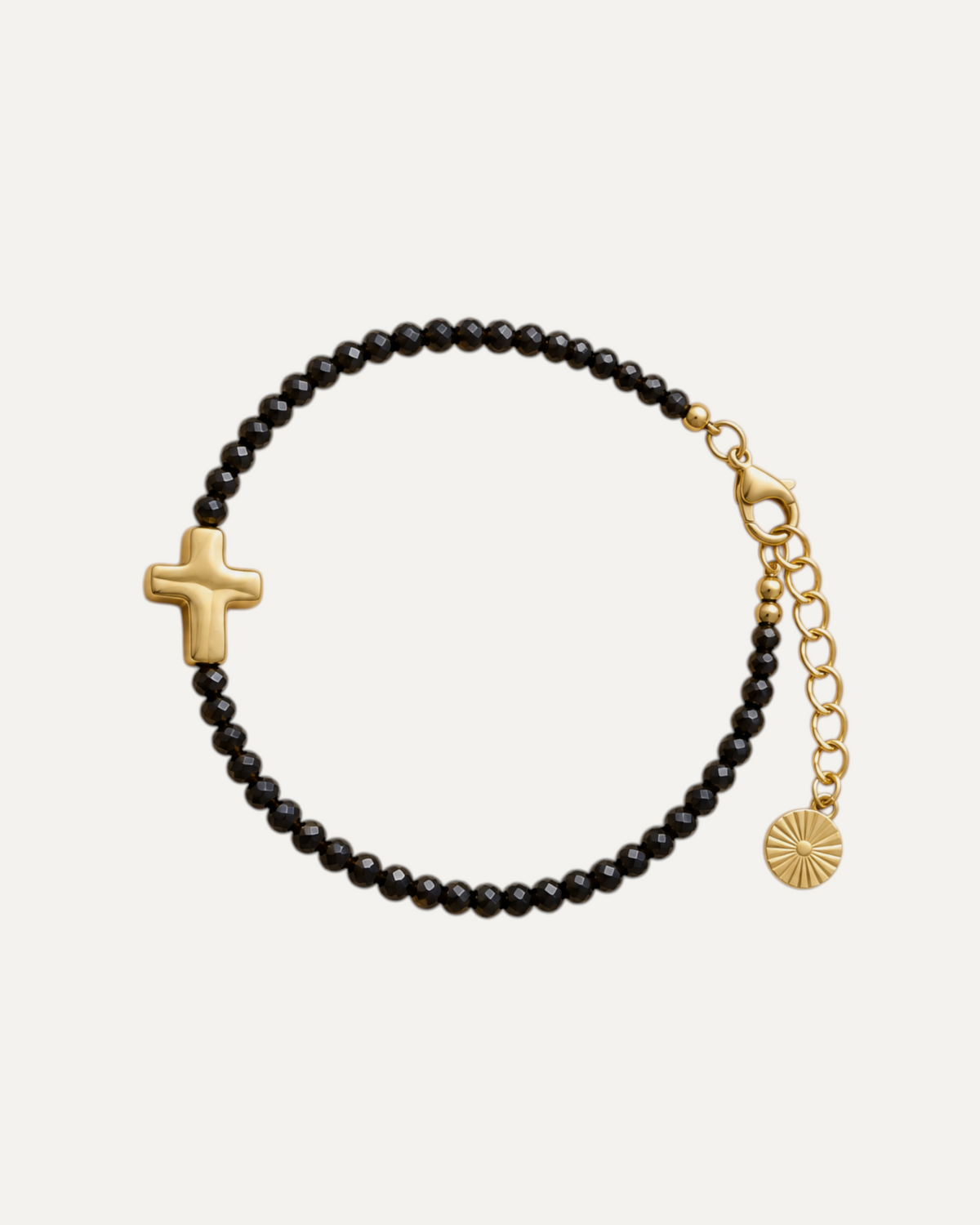 Bracelet Évidence en spinelle, croix dorée — Théra'Pierres