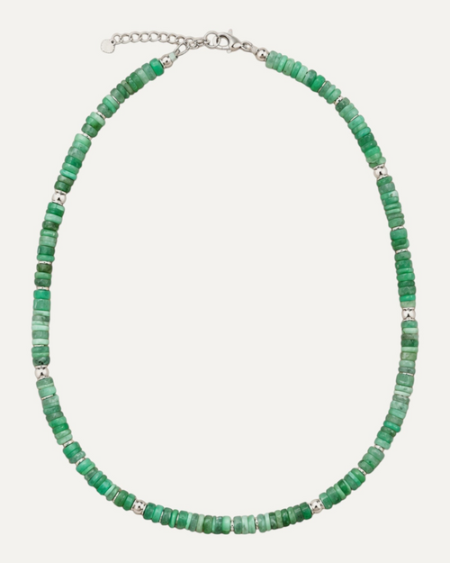 Collier Gloria en chrysoprase, finition argentée — Théra'Pierres