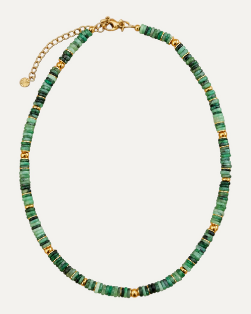 Collier Gloria en émeraude, finition dorée — Théra'Pierres