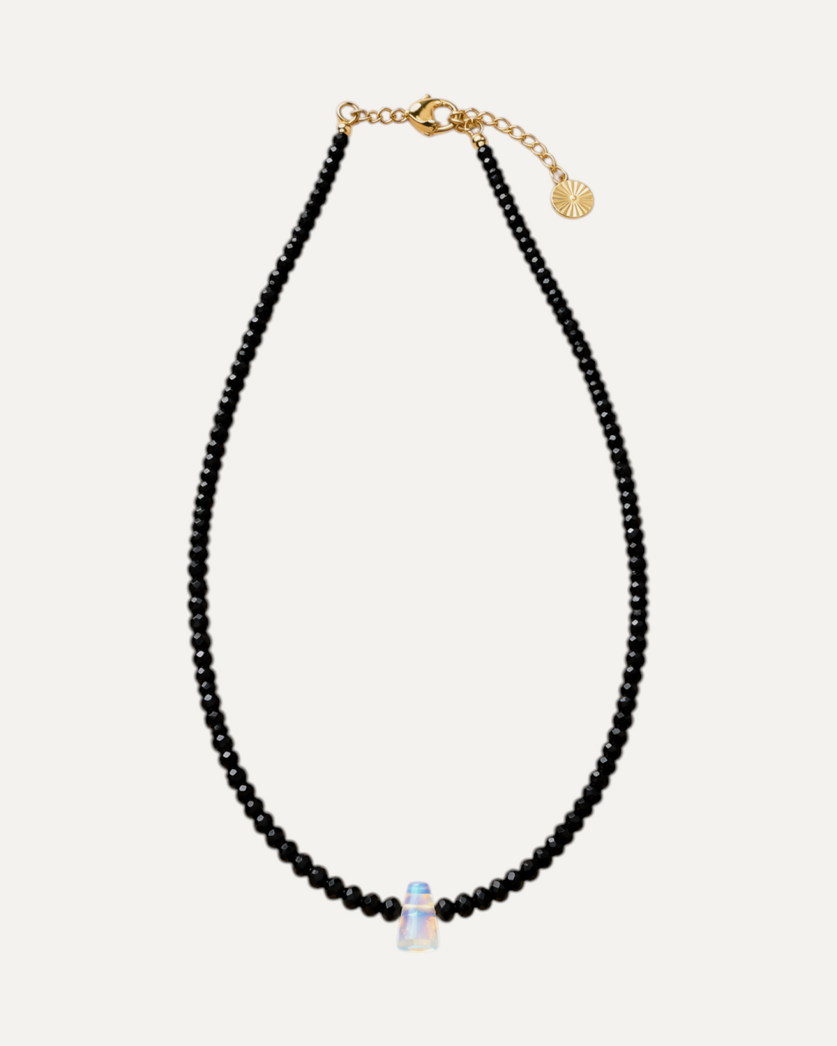 Collier Halo en spinelle et labradorite, finition dorée — Théra'Pierres