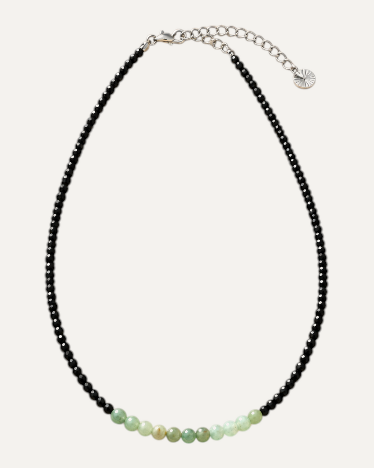 Collier Harmonia en spinelle et émeraude, finition argentée — Théra'Pierres