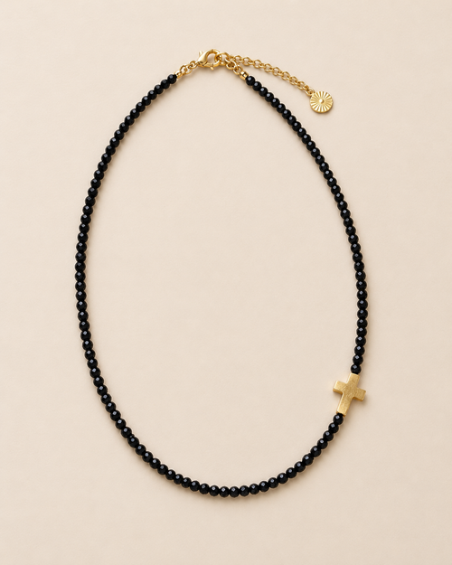Collier Étincelle spinelle et croix — Théra'Pierres