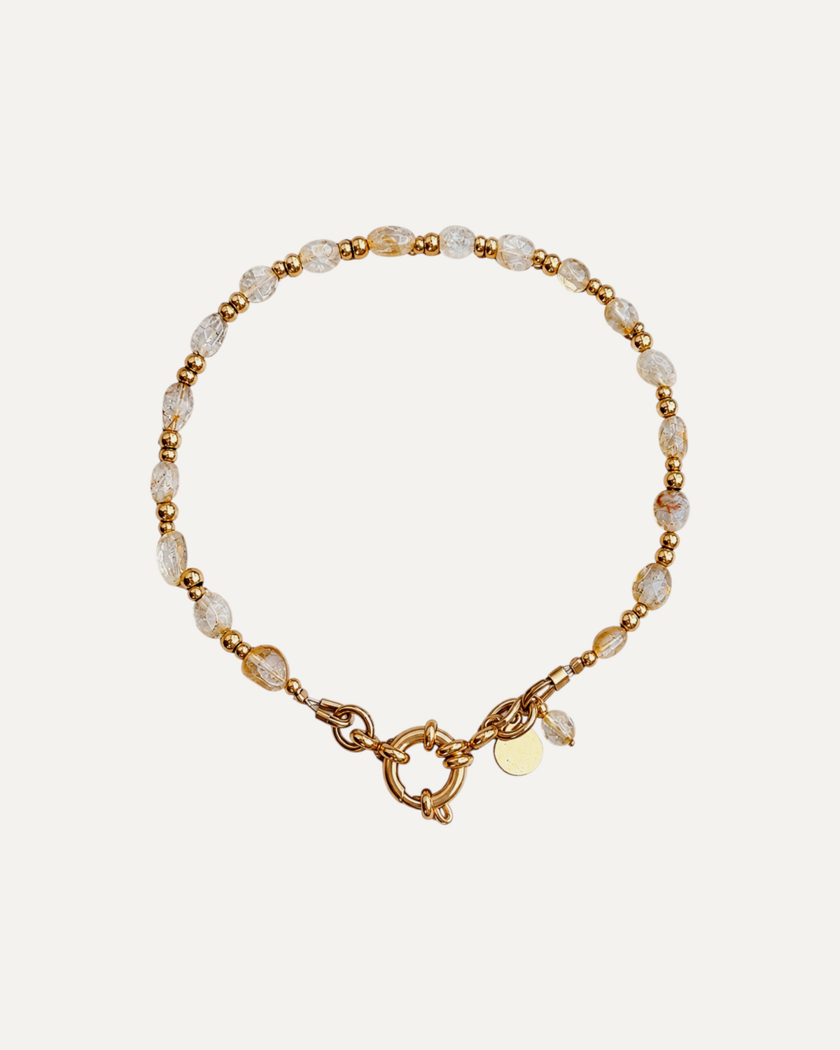 Bracelet Soleil en citrine, fermoir bouée doré — Théra'Pierres